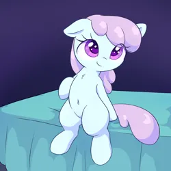 Size: 2000x2000 | Tagged: safe, artist:sileniris, oc, oc:royal creme, earth pony, pony, bed, image, png, solo