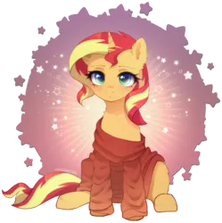 Size: 2103x2112 | Tagged: safe, artist:avrameow, derpibooru import, sunset shimmer, pony, unicorn, clothes, cute, female, image, partial background, png, shimmerbetes, simple background, solo, sweater, transparent background