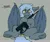 Size: 1625x1365 | Tagged: safe, artist:reddthebat, oc, oc:panne, unofficial characters only, bat pony, pony, birthday gift, ear fluff, featureless crotch, female, gray background, gun, image, jpeg, looking at you, mare, rifle, signature, simple background, spread legs, spreading, tail wrap, underhoof, weapon