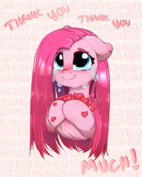 Size: 800x1000 | Tagged: safe, artist:inkypuso, derpibooru import, pinkie pie, earth pony, pony, blushing, crying, cute, diapinkes, female, heart, image, jpeg, mare, pinkamena diane pie, solo, tears of joy