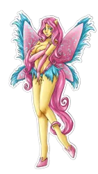 Size: 1080x1920 | Tagged: suggestive, artist:bunnynha, derpibooru import, fluttershy, anthro, unguligrade anthro, breasts, busty fluttershy, butterfly wings, clothes, costume, female, human facial structure, image, pasties, png, simple background, solo, solo female, transparent background, wings