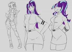 Size: 1750x1250 | Tagged: safe, artist:ecstasydemon, derpibooru import, starlight glimmer, human, equestria girls, clothes, frown, image, jpeg, sketch, skirt, smiling, solo, standing