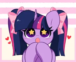 Size: 4944x4073 | Tagged: safe, artist:kittyrosie, derpibooru import, twilight sparkle, pony, unicorn, :o, cute, image, open mouth, pigtails, png, starry eyes, twiabetes, twintails, wingding eyes