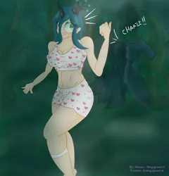 Size: 1920x2000 | Tagged: suggestive, artist:megajesus15, derpibooru import, queen chrysalis, human, belly button, clothes, heart, heart print underwear, horn, horned humanization, humanized, image, png, torn clothes, underwear, wardrobe malfunction