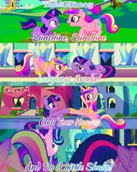 Size: 1920x2400 | Tagged: safe, derpibooru import, edit, edited screencap, editor:itsmgh1203, screencap, princess cadance, starlight glimmer, trixie, twilight sparkle, twilight sparkle (alicorn), alicorn, pony, unicorn, a canterlot wedding, road to friendship, season 2, season 3, season 6, season 8, the crystal empire, the times they are a changeling, spoiler:s08, crown, cute, cutedance, female, filly, filly cadance, filly twilight sparkle, foal, frown, image, jewelry, jpeg, magic, mare, open mouth, open smile, regalia, smiling, sunshine sunshine, teen princess cadance, telekinesis, text, twiabetes, unicorn twilight, younger