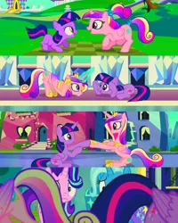 Size: 1920x2400 | Tagged: safe, alternate version, derpibooru import, edit, edited screencap, editor:itsmgh1203, screencap, princess cadance, starlight glimmer, trixie, twilight sparkle, twilight sparkle (alicorn), alicorn, pony, unicorn, a canterlot wedding, road to friendship, season 2, season 3, season 6, season 8, the crystal empire, the times they are a changeling, spoiler:s08, butt, crown, cute, cutedance, female, filly, filly cadance, filly twilight sparkle, foal, frown, image, jewelry, jpeg, magic, mare, open mouth, open smile, plot, regalia, smiling, sunshine sunshine, teen princess cadance, telekinesis, twiabetes, twibutt, unicorn twilight, younger