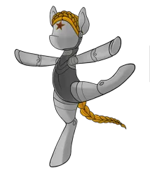 Size: 3000x3508 | Tagged: safe, artist:yognaughtsteve, derpibooru import, oc, unofficial characters only, pony, robot, robot pony, atomic heart, ballet, braid, dancing, image, png, simple background, solo, transparent background