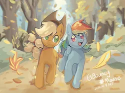 Size: 2732x2048 | Tagged: safe, artist:蹦蹦鼠, derpibooru import, applejack, rainbow dash, earth pony, pegasus, pony, fall weather friends, female, image, mare, png