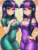 Size: 1020x1360 | Tagged: safe, derpibooru import, editor:sammykun, machine learning generated, novelai, stable diffusion, sci-twi, twilight sparkle, human, equestria girls, anime style, beautiful, belly button, boob window, breasts, busty twilight sparkle, clothes, dress, female, glasses, glow, humanized, image, long hair, looking at you, ouch, png, prompter:sammykun, shiny, siblings, sitting, smiling, smiling at you, solo, solo female, sparkles, sparkly eyes, sweater, turtleneck, twins, wingding eyes