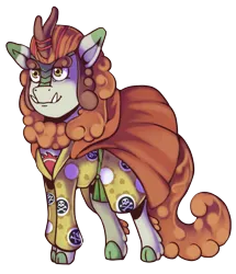 Size: 1487x1726 | Tagged: safe, artist:kenisu-of-dragons, derpibooru import, autumn blaze, kirin, big eyebrows, clothes, cosplay, costume, crossover, female, image, jinbe, kimono (clothing), one piece, png, simple background, solo, tattoo, transparent background