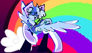 Size: 828x477 | Tagged: safe, artist:brokenoutlet666, derpibooru import, songbird serenade, pegasus, pony, my little pony: the movie, clothes, image, png, rainbow, raised hoof, solo, spread wings, wings