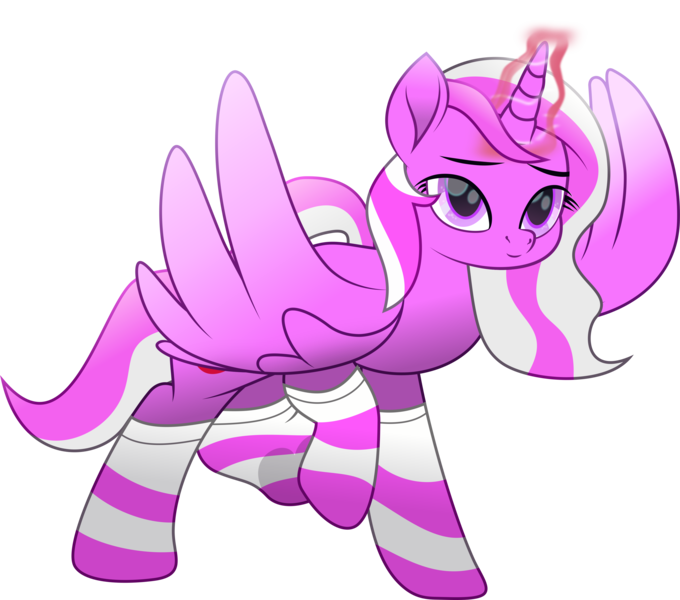 Size: 3628x3200 | Tagged: safe, artist:lincolnbrewsterfan, derpibooru import, oc, oc:cherry blossom, unofficial characters only, alicorn, pony, rainbow roadtrip, .svg available, alicorn oc, aura, c:, clothes, colored, colored pupils, colored wings, colorful, cute face, derpibooru exclusive, eyebrows, female, gift art, glow, glowing horn, gradient mane, gradient tail, high res, hoof heart, horn, image, inkscape, lidded eyes, looking up, magic, magic aura, mare, mid-blink screencap, movie accurate, pink, pink eyes, pink mane, pink tail, png, ponysona, raised eyebrows, raised hoof, simple background, smiling, socks, solo, spread wings, striped mane, striped socks, striped tail, tail, transparent background, two toned mane, two toned tail, two toned wings, underhoof, vector, wings