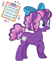 Size: 1024x1180 | Tagged: safe, artist:strawberry-spritz, derpibooru import, oc, oc:party planner, pony, unicorn, base used, bow, female, hair bow, image, magical lesbian spawn, mare, offspring, parent:pinkie pie, parent:twilight sparkle, parents:twinkie, png, simple background, solo, transparent background