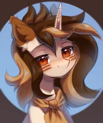 Size: 1967x2357 | Tagged: safe, artist:astralblues, derpibooru import, oc, unofficial characters only, pony, unicorn, bandana, female, image, looking at you, mare, png, smiling, solo