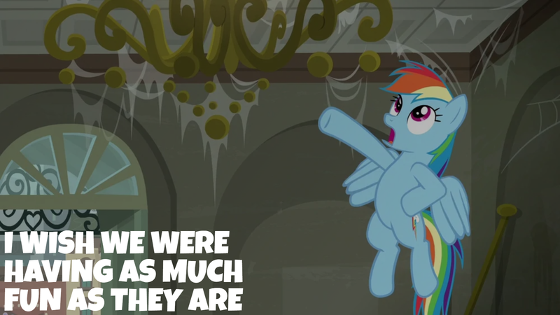 Size: 1920x1080 | Tagged: safe, derpibooru import, edit, edited screencap, editor:quoterific, screencap, rainbow dash, the saddle row review, image, png, solo