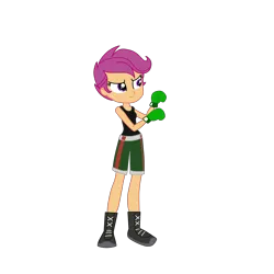 Size: 2100x2100 | Tagged: safe, artist:chanyhuman, derpibooru import, little mac, scootaloo, human, equestria girls, boxer, clothes, cosplay, costume, image, little mac (punch-out!!), nintendo, png, punch-out!!, short hair, simple background, solo, transparent background, vector