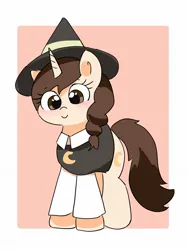 Size: 1422x1887 | Tagged: safe, artist:leo19969525, derpibooru import, oc, unofficial characters only, pony, unicorn, blushing, brown mane, brown tail, cartoon network, clothes, ears, ears up, female, hat, horn, image, jpeg, mane, mare, smiling, solo, summer camp island, tail