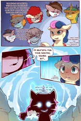 Size: 960x1440 | Tagged: safe, alternate version, artist:cold-blooded-twilight, derpibooru import, bon bon, rumble, silver spoon, snails, snips, sweetie drops, twilight sparkle, twist, cold blooded twilight, comic:cold storm, angry, comic, crying, dialogue, fangs, fear, glow, glowing eyes, image, png, speech bubble