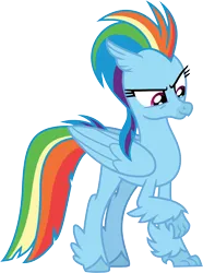 Size: 2478x3339 | Tagged: safe, artist:eclipsethings, derpibooru import, rainbow dash, hippogriff, female, image, looking down, png, raised claw, simple background, solo, solo female, species swap, transparent background, vector, wings