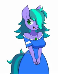 Size: 1800x2300 | Tagged: safe, artist:handgunboi, derpibooru import, anthro, earth pony, pony, clothes, commission, dress, image, jewelry, jpeg, necklace, simple background, solo, white background