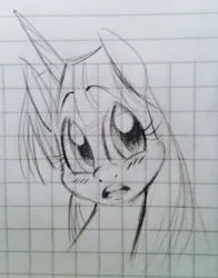 Size: 730x929 | Tagged: safe, artist:kluzart, derpibooru import, twilight sparkle, pony, graph paper, image, monochrome, png, sketch, solo, traditional art