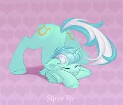 Size: 3500x3000 | Tagged: safe, artist:silverfir, derpibooru import, lyra heartstrings, pony, unicorn, abstract background, ear fluff, eyes closed, face down ass up, floppy ears, fluffy, hooves, image, jacko challenge, meme, png, sleeping, solo