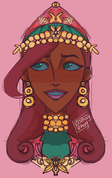 Size: 1035x1633 | Tagged: safe, artist:asavvyzavvy, derpibooru import, fluttershy, human, algerian, blackwashing, bust, dark skin, ear piercing, earring, female, humanized, image, jewelry, jpeg, looking sideways, necklace, piercing, pink background, portrait, simple background, smiling, solo