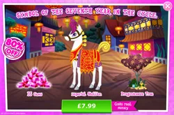 Size: 1961x1298 | Tagged: safe, derpibooru import, official, unnamed character, unnamed pony, earth pony, pony, advertisement, bush, clothes, cloven hooves, costs real money, dragonsneeze, english, gameloft, gem, image, jpeg, lunar new year, male, mobile game, my little pony: magic princess, numbers, sale, solo, solo focus, stallion, text, tree