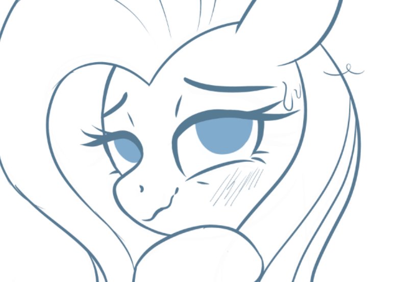 Size: 776x553 | Tagged: safe, artist:darkynez, derpibooru import, fluttershy, pony, blushing, image, jpeg, lidded eyes, looking at you, nervous sweat, sketch, wavy mouth