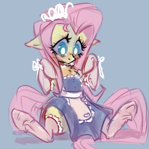 Size: 500x500 | Tagged: safe, artist:bunchi, derpibooru import, fluttershy, pegasus, pony, adorasexy, adorkable, blushing, chest fluff, clothes, cute, dork, dress, eyelashes, fluttermaid, frog (hoof), gloves, image, lace, long gloves, long hair, long mane, long tail, looking down, maid, maid headdress, png, sexy, shyabetes, sitting, socks, solo, stockings, tail, thigh highs, thighs, underhoof