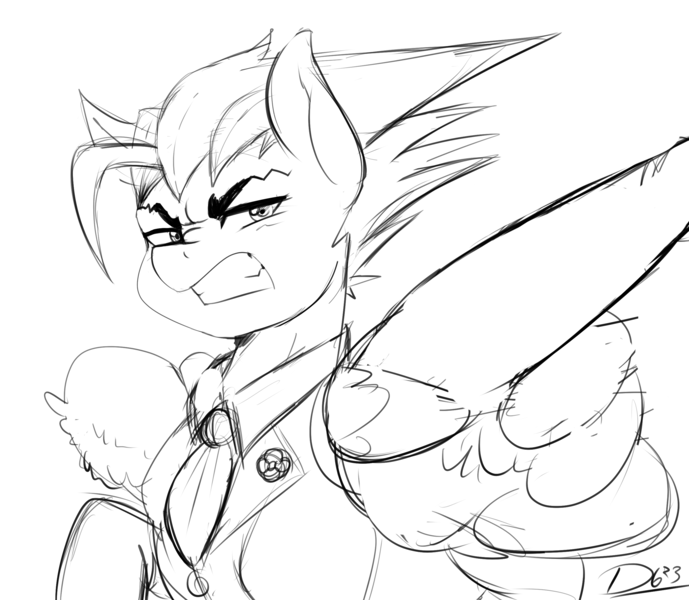Size: 2600x2263 | Tagged: safe, artist:thelunarmoon, derpibooru import, ponified, pony, ace attorney, image, phoenix wright, png, sketch, solo, wing hands, wings