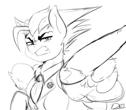 Size: 2600x2263 | Tagged: safe, artist:thelunarmoon, derpibooru import, ponified, pony, ace attorney, image, phoenix wright, png, sketch, solo, wing hands, wings