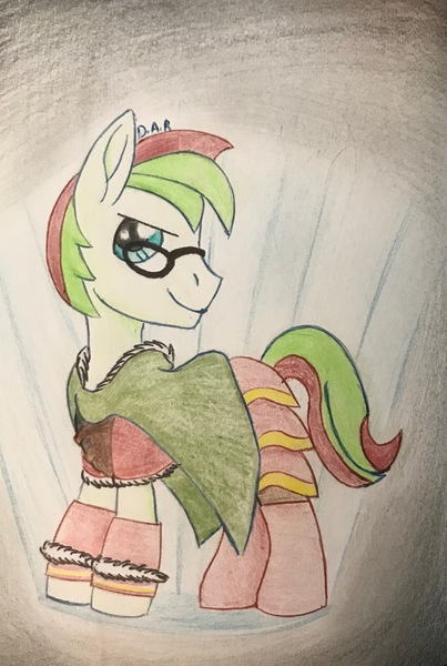 Size: 2348x3497 | Tagged: safe, artist:gracefulart693, derpibooru import, oc, unofficial characters only, earth pony, pony, earth pony oc, glasses, hat, image, jpeg, male, smiling, solo, stallion, traditional art