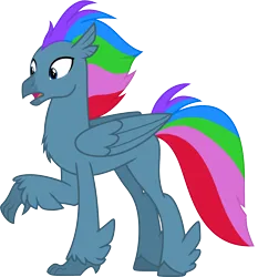 Size: 1922x2059 | Tagged: safe, artist:eclipsethings, derpibooru import, oc, oc:fauli1221, hippogriff, chest fluff, image, png, raised claw, simple background, solo, species swap, surprised, transparent background, vector, wings