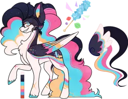 Size: 900x699 | Tagged: safe, artist:velnyx, derpibooru import, oc, oc:konpeito, pegasus, pony, female, image, magical lesbian spawn, mare, offspring, parent:pinkie pie, parent:rainbow dash, parents:pinkiedash, png, simple background, solo, transparent background