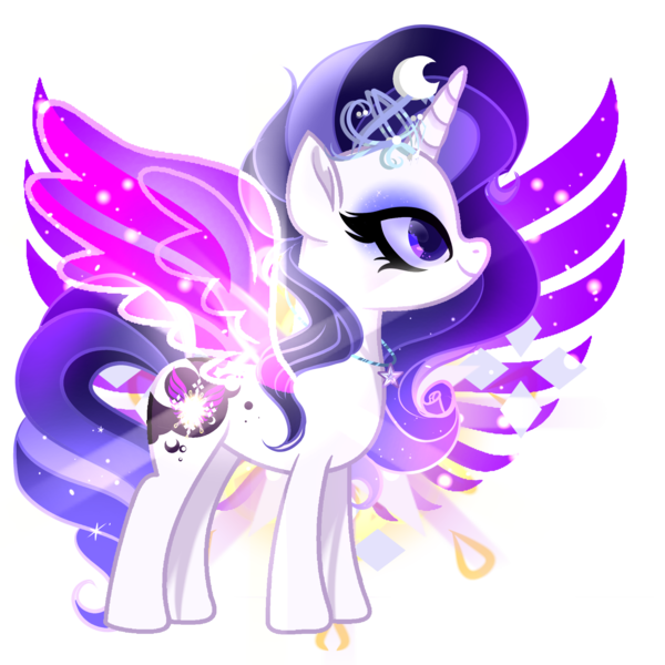 Size: 2048x2048 | Tagged: safe, artist:harmonyvitality-yt, derpibooru import, oc, unofficial characters only, alicorn, pony, alicorn oc, artificial wings, augmented, base used, ethereal mane, eyelashes, female, horn, image, jewelry, magic, magic wings, magical lesbian spawn, makeup, mare, offspring, parent:luna, parent:rarity, png, simple background, solo, starry mane, tiara, transparent background, wings