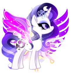 Size: 2048x2048 | Tagged: safe, artist:harmonyvitality-yt, derpibooru import, oc, unofficial characters only, alicorn, pony, alicorn oc, artificial wings, augmented, base used, ethereal mane, eyelashes, female, horn, image, jewelry, magic, magic wings, magical lesbian spawn, makeup, mare, offspring, parent:luna, parent:rarity, png, simple background, solo, starry mane, tiara, transparent background, wings