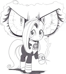 Size: 1621x1810 | Tagged: safe, artist:nauyaco, derpibooru import, fluttershy, pony, dc comics, eye, eyes, image, monochrome, png, sinestro corps, solo, yellow lantern