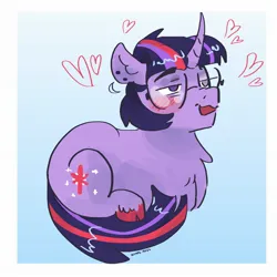 Size: 2048x2048 | Tagged: safe, artist:dmitrymemovznok, derpibooru import, twilight sparkle, pony, unicorn, blushing, chest fluff, glasses, heart, image, jpeg, lying down, ponyloaf, prone, solo, unicorn twilight, unshorn fetlocks