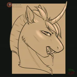 Size: 4096x4096 | Tagged: safe, artist:salemsalami, derpibooru import, oc, oc:venomous stray, pony, unicorn, bust, fangs, image, jpeg, male, portrait, stallion