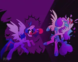 Size: 1768x1408 | Tagged: safe, artist:opossum-stuff, derpibooru import, princess flurry heart, twilight sparkle, twilight sparkle (alicorn), alicorn, pony, commission, commissioner:twilybutt, evil twilight, female, image, jpeg