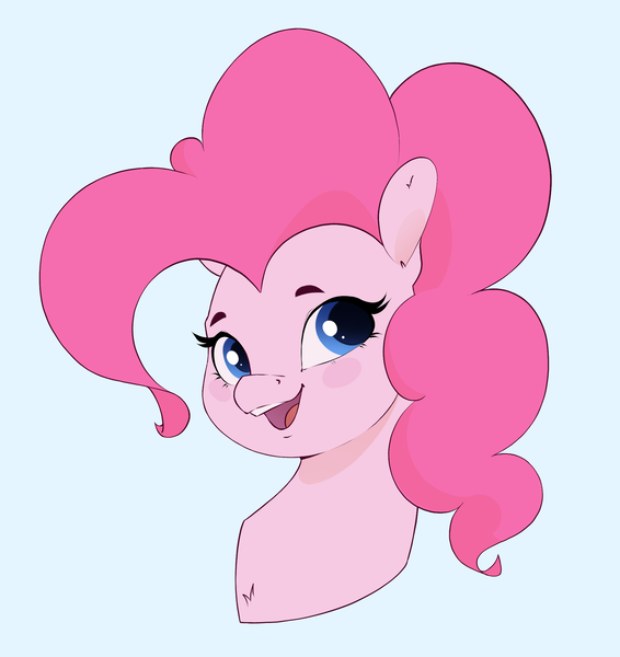 Size: 2025x2145 | Tagged: safe, artist:aquaticvibes, derpibooru import, pinkie pie, earth pony, pony, blue background, bust, female, high res, image, mare, open mouth, open smile, png, simple background, smiling, solo