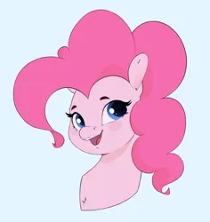 Size: 2025x2145 | Tagged: safe, artist:aquaticvibes, derpibooru import, pinkie pie, earth pony, pony, blue background, bust, female, high res, image, mare, open mouth, open smile, png, simple background, smiling, solo