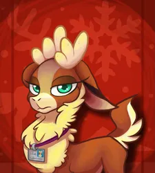 Size: 1331x1478 | Tagged: safe, alternate version, artist:cocoateaworth, derpibooru import, deer, reindeer, them's fightin' herds, community related, female, image, name tag, png, solo