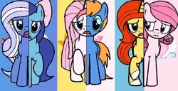Size: 600x308 | Tagged: safe, artist:noi kincade, derpibooru import, oc, oc:annisa trihapsari, oc:bluelight, oc:rozyfly, oc:starnight, oc:strawberries, oc:sunflower, unofficial characters only, alicorn, earth pony, pegasus, pony, unicorn, series:the legend of tenderheart, magical mystery cure, alicorn oc, bow, earth pony oc, female, group, hair bow, horn, image, jpeg, long hair, looking at you, male, mare, open mouth, pegasus oc, sad, stallion, unamused, unicorn oc, what my cutie mark is telling me, wings