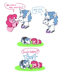 Size: 583x706 | Tagged: safe, artist:dsstoner, derpibooru import, fancypants, pinkie pie, earth pony, insect, ladybug, pony, unicorn, comic:pinkiepants!, comic, dialogue, image, png