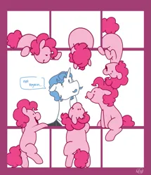 Size: 789x918 | Tagged: safe, artist:dsstoner, derpibooru import, fancypants, pinkie pie, earth pony, pony, unicorn, comic:pinkiepants!, clone, comic, image, panel play, panels, pinkie clone, png, speech bubble, tongue out