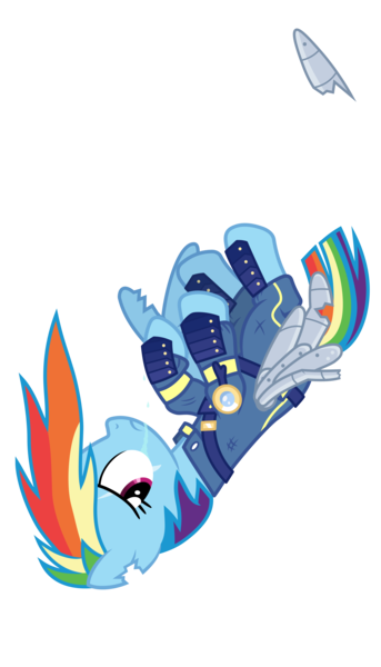 Size: 4167x7292 | Tagged: safe, alternate version, artist:gypsykumquat, derpibooru import, rainbow dash, pegasus, pony, the cutie re-mark, .svg available, absurd resolution, alternate timeline, amputee, apocalypse, apocalypse dash, artificial wings, augmented, crying, crystal war timeline, falling, female, image, looking back, mare, png, prosthetic limb, prosthetic wing, prosthetics, show accurate, show accurate clothing, simple background, solo, teary eyes, transparent background, vector, wings