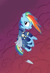 Size: 2605x3790 | Tagged: semi-grimdark, alternate version, artist:gypsykumquat, derpibooru import, rainbow dash, pegasus, pony, the cutie re-mark, .svg available, absurd resolution, alternate timeline, amputee, apocalypse, apocalypse dash, artificial wings, augmented, crying, crystal war timeline, falling, female, image, mare, png, prosthetic limb, prosthetic wing, prosthetics, show accurate, show accurate clothing, solo, teary eyes, vector, wings