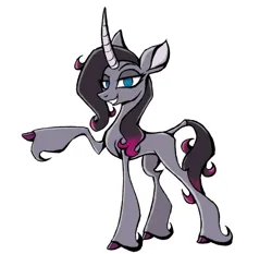 Size: 915x852 | Tagged: safe, artist:thefunnysmile, derpibooru import, oleander (tfh), pony, unicorn, them's fightin' herds, community related, full body, image, jpeg, looking at you, simple background, smiling, smug, solo, white background